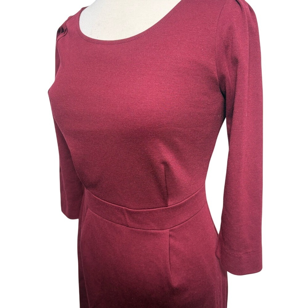 Banana Republic Burgundy Puff Shoulder Sheath Dress Work Party Maroon Size 6 - Picture 4 of 11
